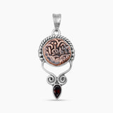 925 Sterling Silver Garnet Coin Pendants