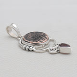 925 Sterling Silver Garnet Coin Pendants