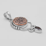 925 Sterling Silver Garnet Coin Pendants