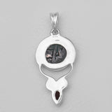 925 Sterling Silver Garnet Coin Pendants