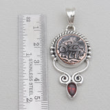 925 Sterling Silver Garnet Coin Pendants