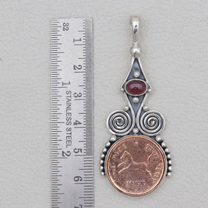 Copper Coin & Garnet Silver Pendants