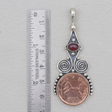 Copper Coin & Garnet Silver Pendants