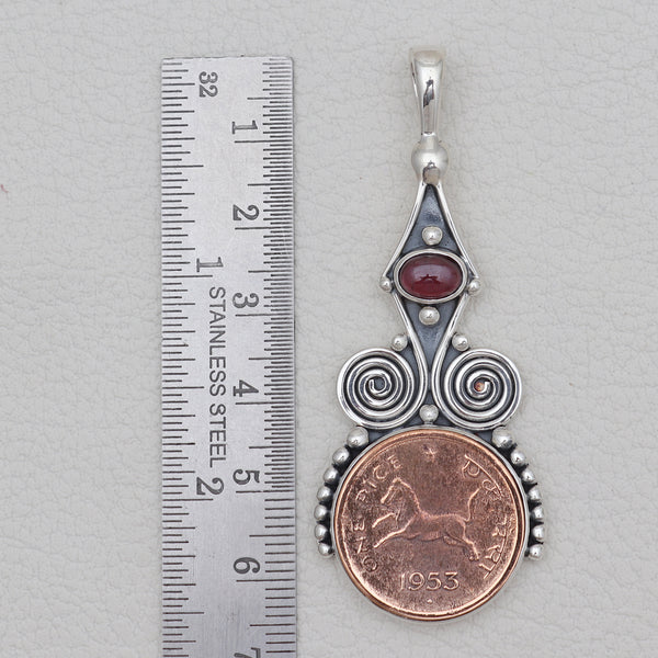 Copper Coin & Garnet Silver Pendants