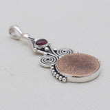 Copper Coin & Garnet Silver Pendants