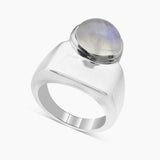 Natural Rainbow Moonstone Silver Rings