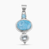 925 Silver Blue Larimar Pendants
