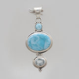 925 Silver Blue Larimar Pendants