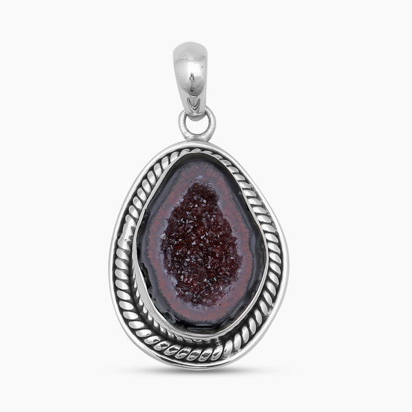 925 Sterling Silver Coconut Geode Pendant