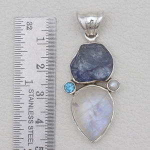 Tanzanite With Multistone Silver Pendants