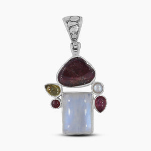 Rainbow Moonstone Silver Pendants