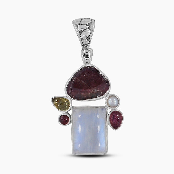 Rainbow Moonstone Silver Pendants