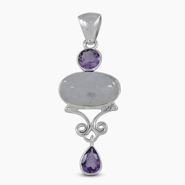 Rainbow Moonstone Silver Pendants
