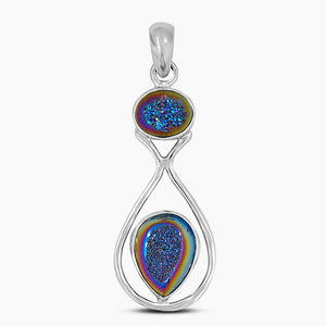 925 Silver Titanium Druzy Pendants