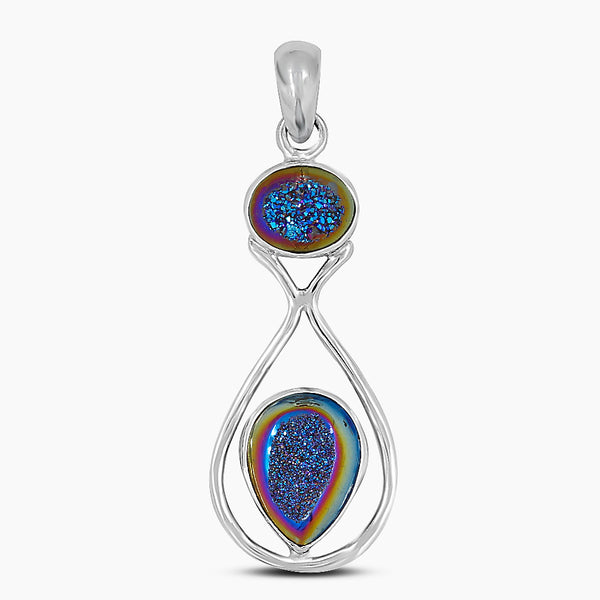 925 Silver Titanium Druzy Pendants