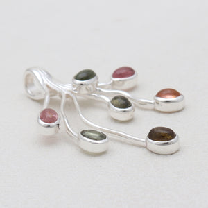 Tourmaline Tree Root Silver Pendants