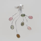 Tourmaline Tree Root Silver Pendants