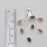 Tourmaline Tree Root Silver Pendants
