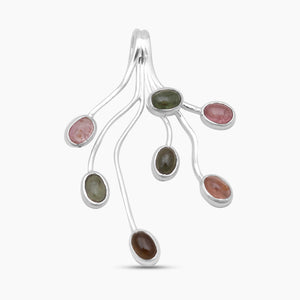 Tourmaline Tree Root Silver Pendants
