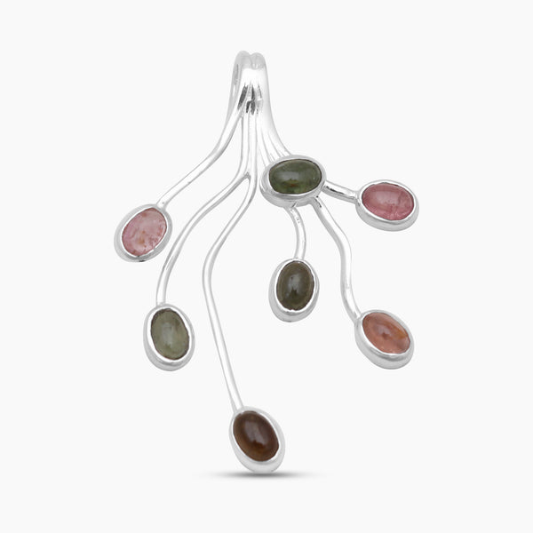 Tourmaline Tree Root Silver Pendants