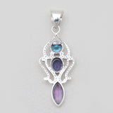 Blue Topaz Silver Designer Pendants