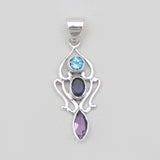 Blue Topaz Silver Designer Pendants