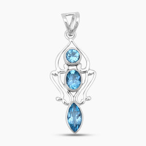 Blue Topaz Silver Designer Pendants
