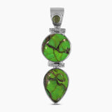 Green Copper Turquoise Silver Pendants