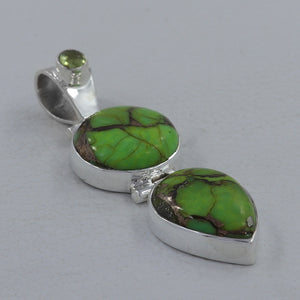 Green Copper Turquoise Silver Pendants