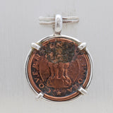 Copper Coin 925 Sterling Silver Pendant