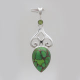 Green Copper Turquoise Silver Pendants