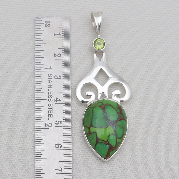 Green Copper Turquoise Silver Pendants