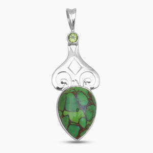 Green Copper Turquoise Silver Pendants