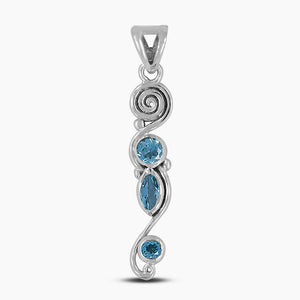 925 Sterling Silver Blue Topaz Pendants