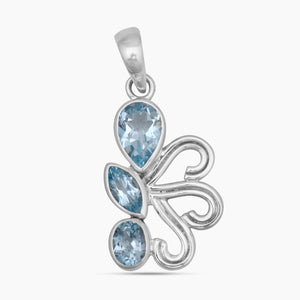 Blue Topaz Silver Pendants