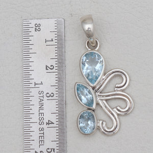 Blue Topaz Silver Pendants