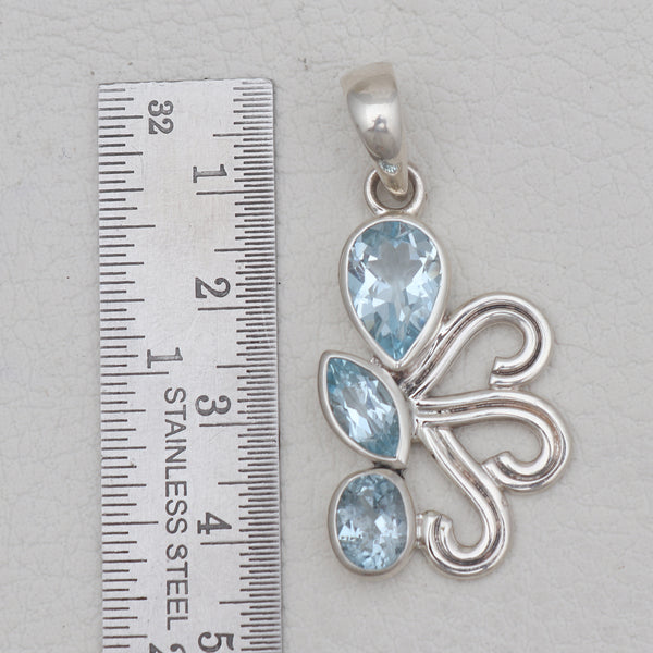 Blue Topaz Silver Pendants
