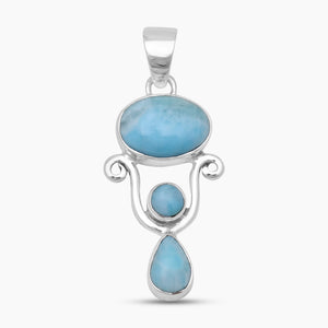 Blue Larimar Sterling Silver Pendants