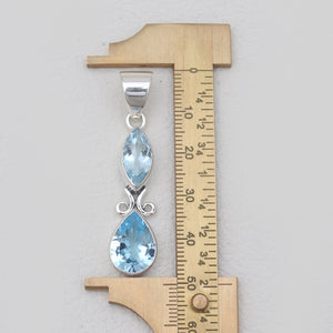 925 Sterling Silver Blue Topaz Pendants