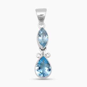 925 Sterling Silver Blue Topaz Pendants