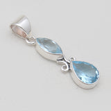 925 Sterling Silver Blue Topaz Pendants