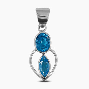 925 Sterling Silver Blue Topaz Pendant