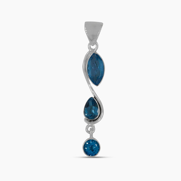 925 Sterling Silver Blue Topaz Pendants