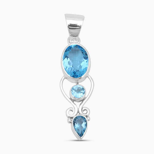 Blue Topaz Silver Designer Pendants