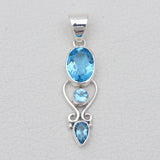 Blue Topaz Silver Designer Pendants