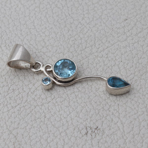 925 Silver Blue Topaz Pendants
