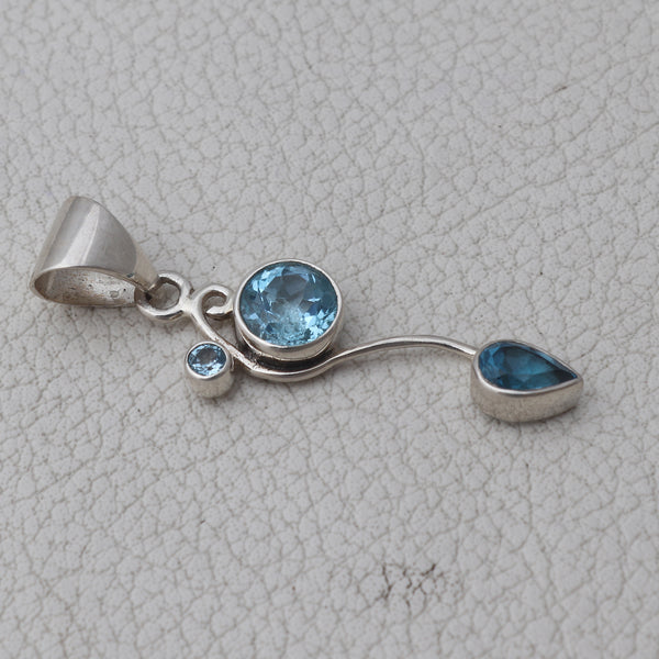 925 Silver Blue Topaz Pendants
