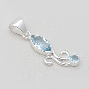 925 Sterling Silver Blue Topaz Pendants