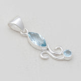 925 Sterling Silver Blue Topaz Pendants
