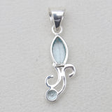 925 Sterling Silver Blue Topaz Pendants